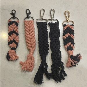 Handcrafted Pink and Navy Keychain Set